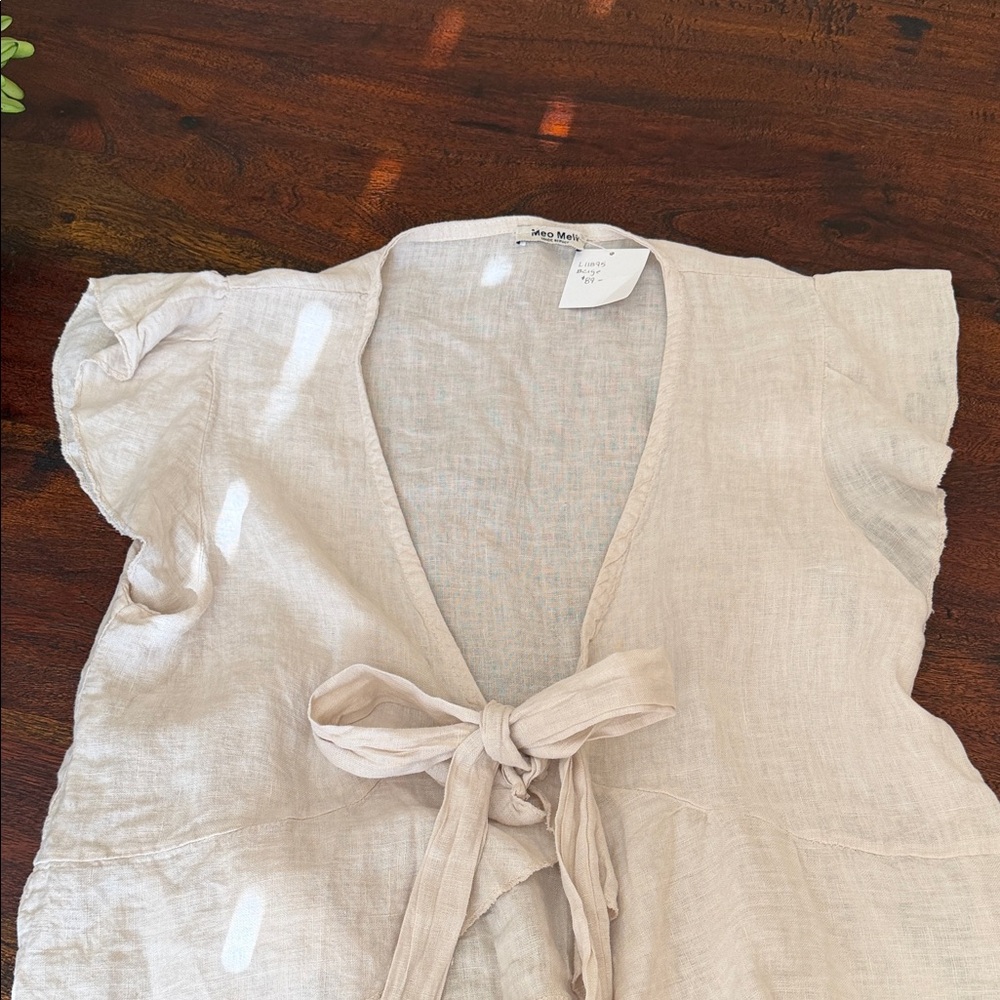 Linen Tie-Front Blouse